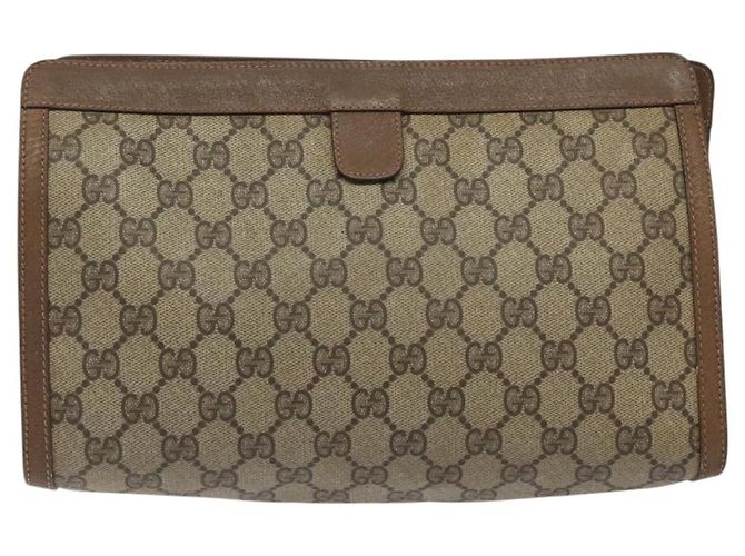 GUCCI GG Supreme Web Sherry Line Clutch Bag PVC Beige 89 01 033 Auth th5825 - vista 2