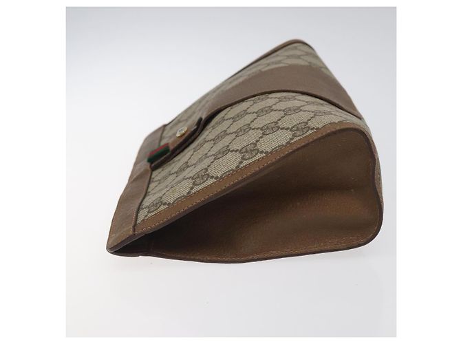 GUCCI GG Supreme Web Sherry Line Clutch Bag PVC Beige 89 01 033 Auth th5825 - vista 4
