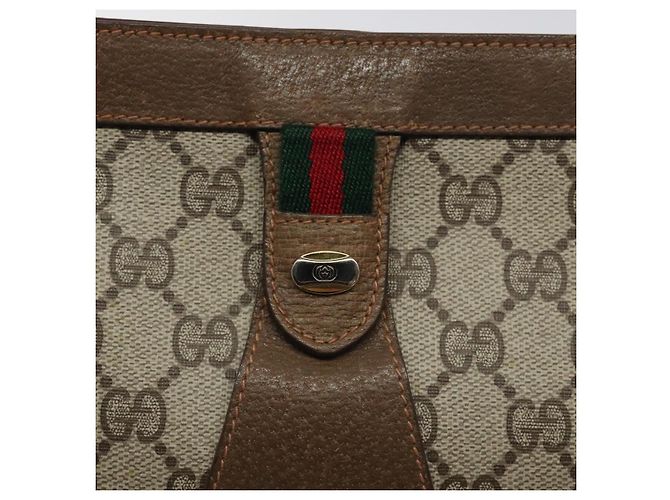 GUCCI GG Supreme Web Sherry Line Clutch Bag PVC Beige 89 01 033 Auth th5825 - vista 8