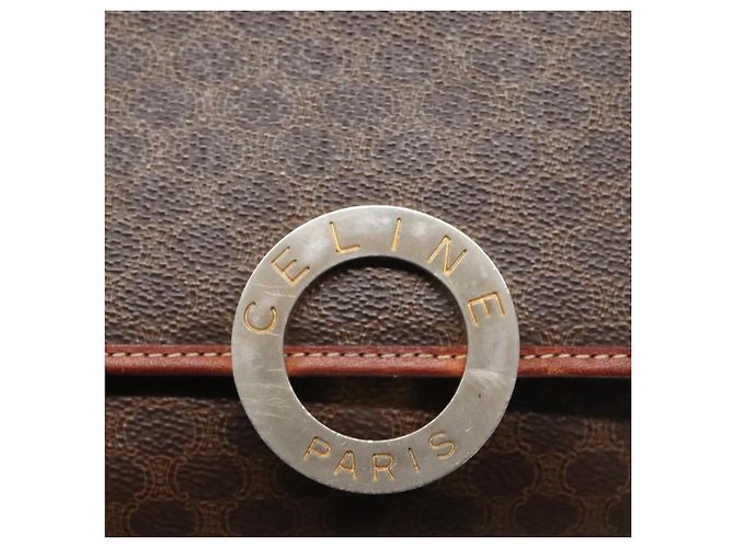 Céline Borsa a spalla in tela Macadam CELINE in pelle PVC marrone oro Auth 116805 D'oro - vista 17