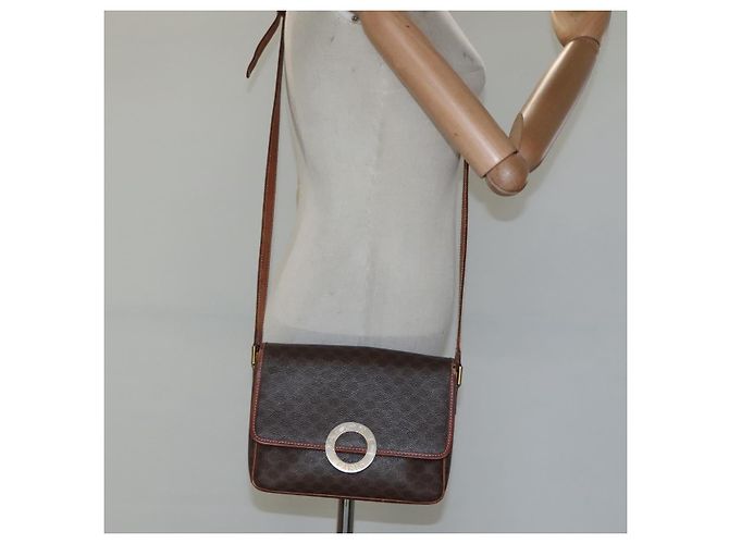 Céline Borsa a spalla in tela Macadam CELINE in pelle PVC marrone oro Auth 116805 D'oro - vista 20