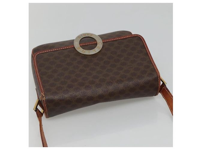 Céline Borsa a spalla in tela Macadam CELINE in pelle PVC marrone oro Auth 116805 D'oro - vista 6