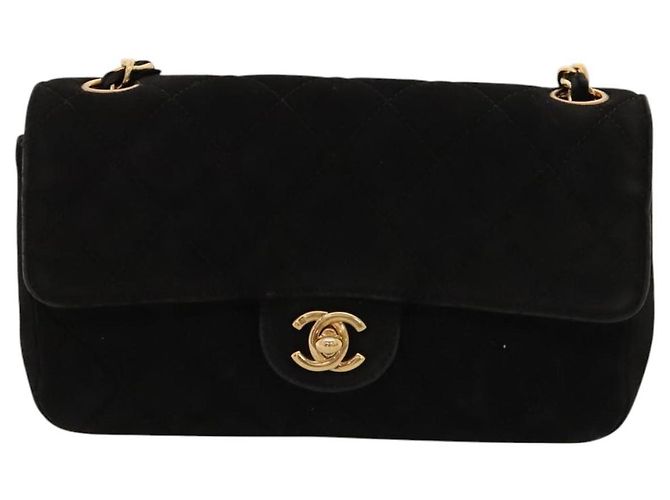 CHANEL Matelasse 20 Chain Shoulder Bag Suede Black Gold CC Auth 116698 Nero D'oro - vista 13