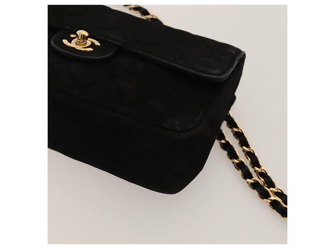 CHANEL Matelasse 20 Chain Shoulder Bag Suede Black Gold CC Auth 116698 Nero D'oro - vista 9