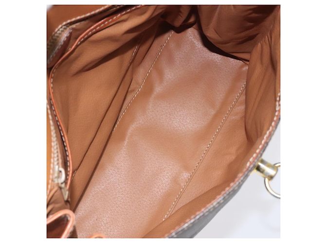 Céline Borsa a mano in tela Macadam CELINE in pelle PVC marrone oro Auth MY371 D'oro - vista 10