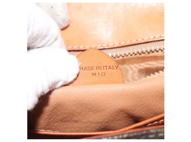 Céline Borsa a mano in tela Macadam CELINE in pelle PVC marrone oro Auth MY371 D'oro - vista 12