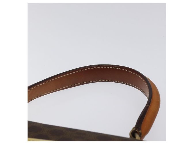 Céline Borsa a mano in tela Macadam CELINE in pelle PVC marrone oro Auth MY371 D'oro - vista 14