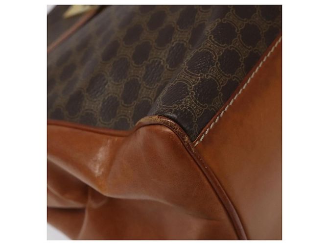 Céline Borsa a mano in tela Macadam CELINE in pelle PVC marrone oro Auth MY371 D'oro - vista 15