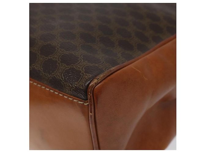 Céline Borsa a mano in tela Macadam CELINE in pelle PVC marrone oro Auth MY371 D'oro - vista 16