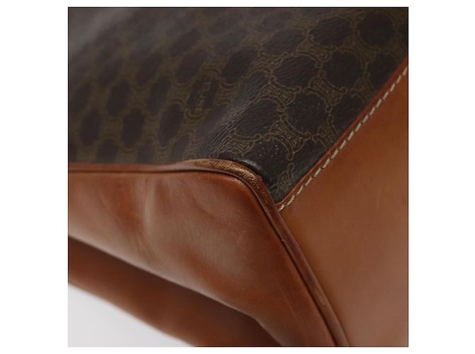 Céline Borsa a mano in tela Macadam CELINE in pelle PVC marrone oro Auth MY371 D'oro - vista 17