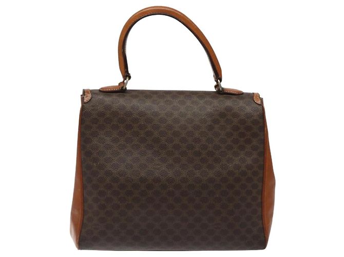 Céline Borsa a mano in tela Macadam CELINE in pelle PVC marrone oro Auth MY371 D'oro - vista 2