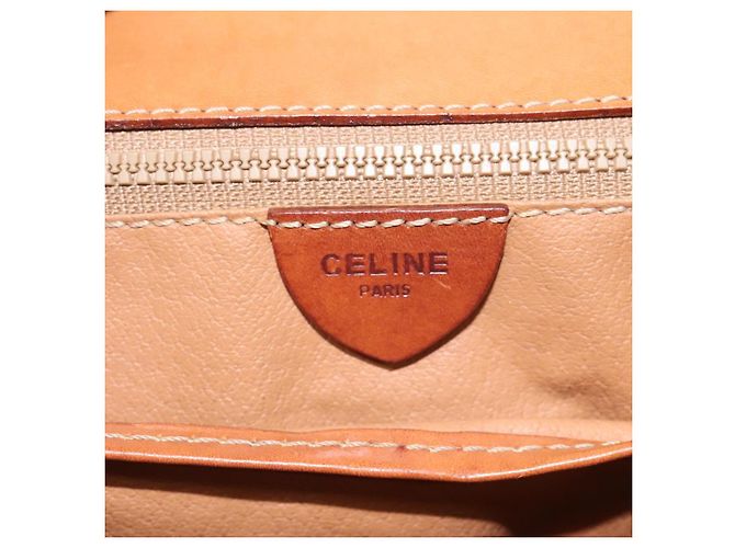 Céline Borsa a mano in tela Macadam CELINE in pelle PVC marrone oro Auth MY371 D'oro - vista 20