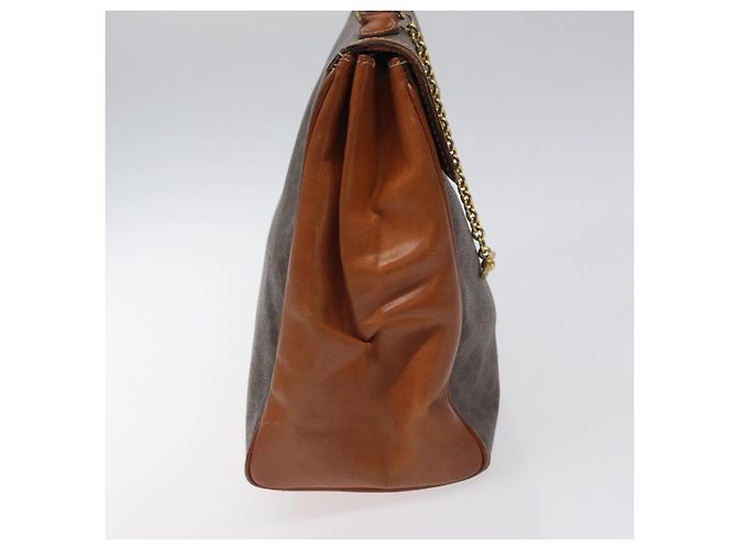 Céline Borsa a mano in tela Macadam CELINE in pelle PVC marrone oro Auth MY371 D'oro - vista 3