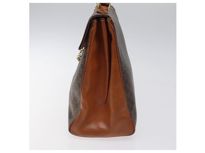 Céline Borsa a mano in tela Macadam CELINE in pelle PVC marrone oro Auth MY371 D'oro - vista 4