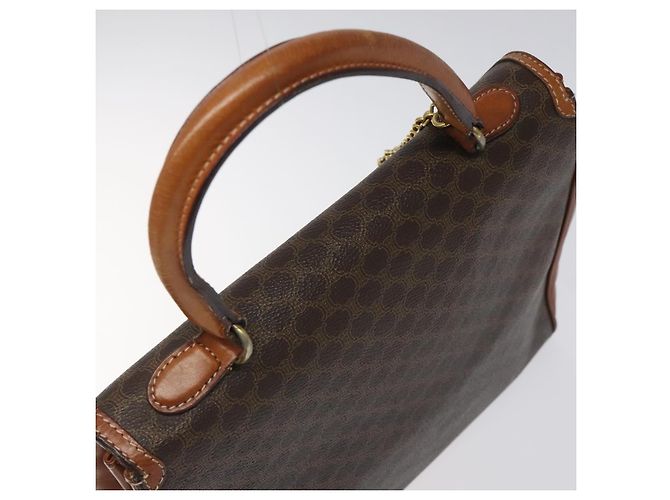 Céline Borsa a mano in tela Macadam CELINE in pelle PVC marrone oro Auth MY371 D'oro - vista 6