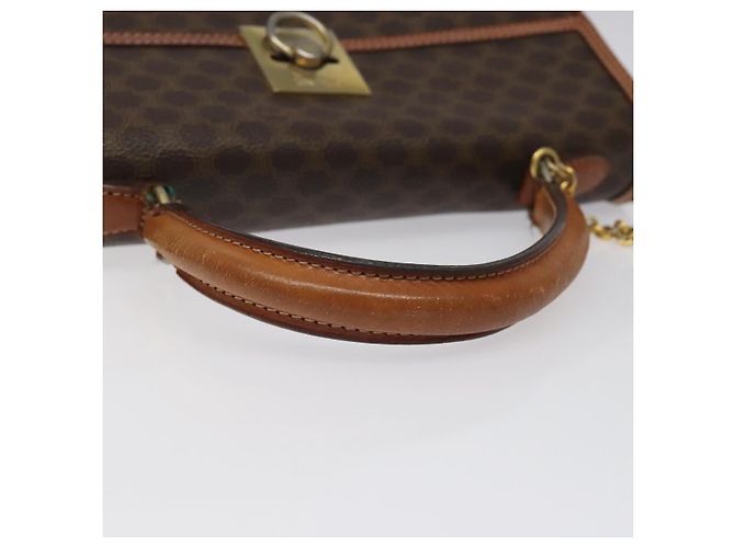 Céline Borsa a mano in tela Macadam CELINE in pelle PVC marrone oro Auth MY371 D'oro - vista 7