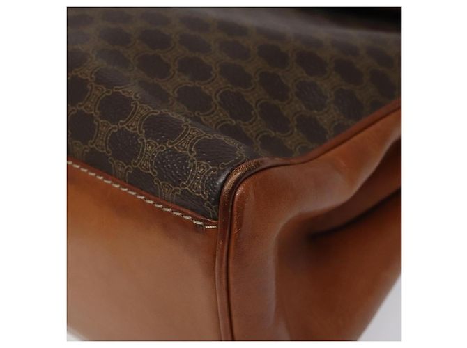 Céline Borsa a mano in tela Macadam CELINE in pelle PVC marrone oro Auth MY371 D'oro - vista 8