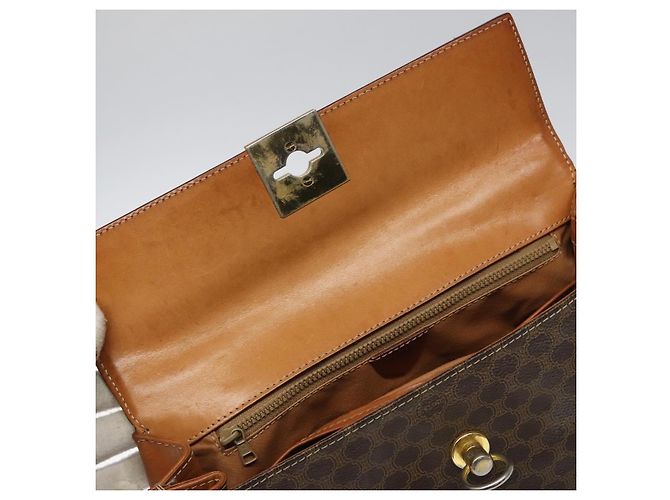 Céline Borsa a mano in tela Macadam CELINE in pelle PVC marrone oro Auth MY371 D'oro - vista 9