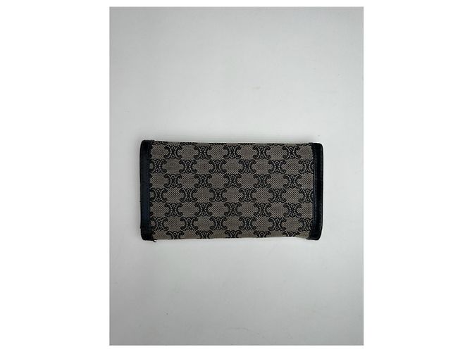 Céline Vintage Celine Paris Canvas Leather Monogram Wallet Black - view 2