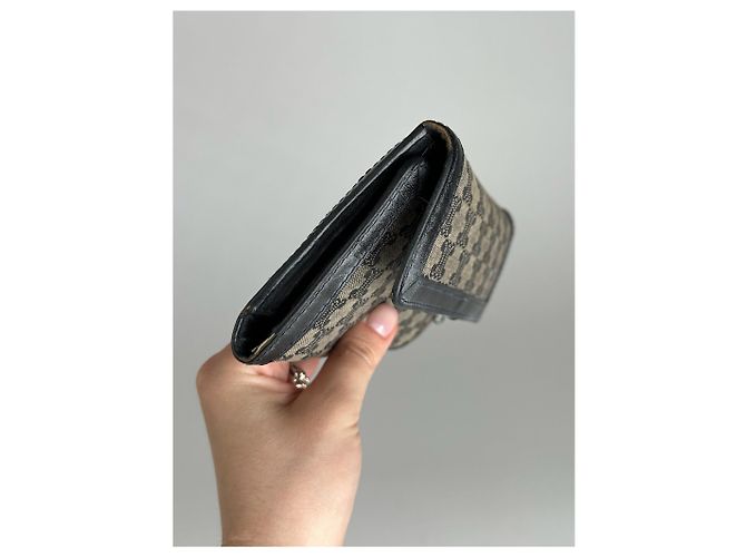 Céline Vintage Celine Paris Canvas Leather Monogram Wallet Black - view 4