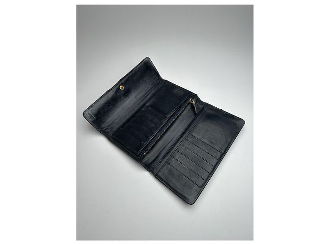 Céline Vintage Celine Paris Canvas Leather Monogram Wallet Black - view 8