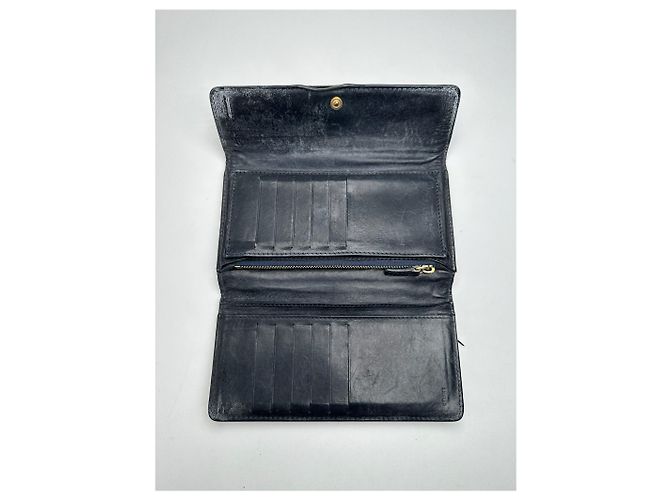 Céline Vintage Celine Paris Canvas Leather Monogram Wallet Black - view 9