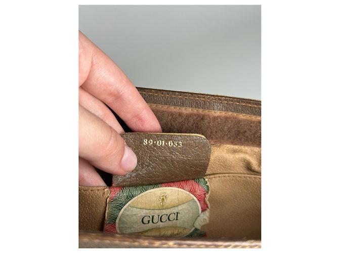 Clutch in pelle monogramma Ophidia vintage di Gucci Grigio - vista 10