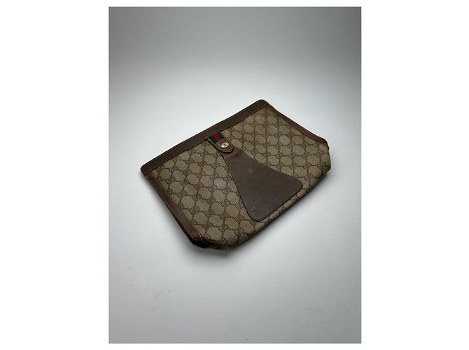 Clutch in pelle monogramma Ophidia vintage di Gucci Grigio - vista 12