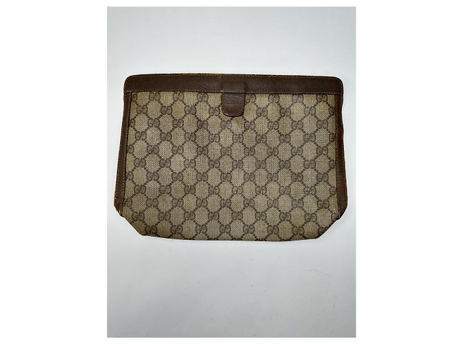 Clutch in pelle monogramma Ophidia vintage di Gucci Grigio - vista 13