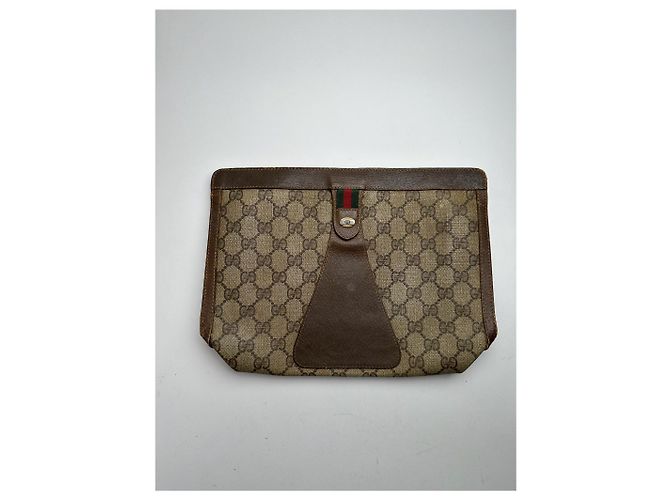 Clutch in pelle monogramma Ophidia vintage di Gucci Grigio - vista 14
