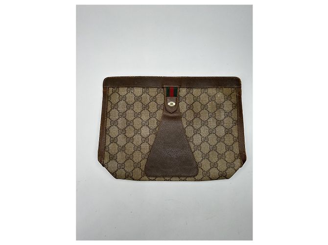 Clutch in pelle monogramma Ophidia vintage di Gucci Grigio - vista 15