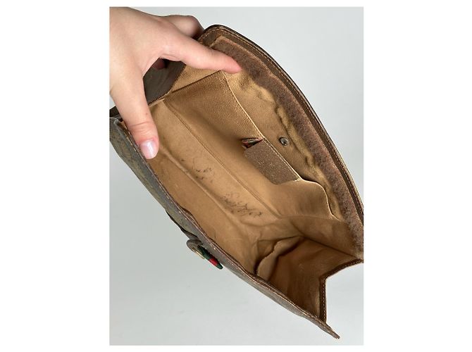 Clutch in pelle monogramma Ophidia vintage di Gucci Grigio - vista 4