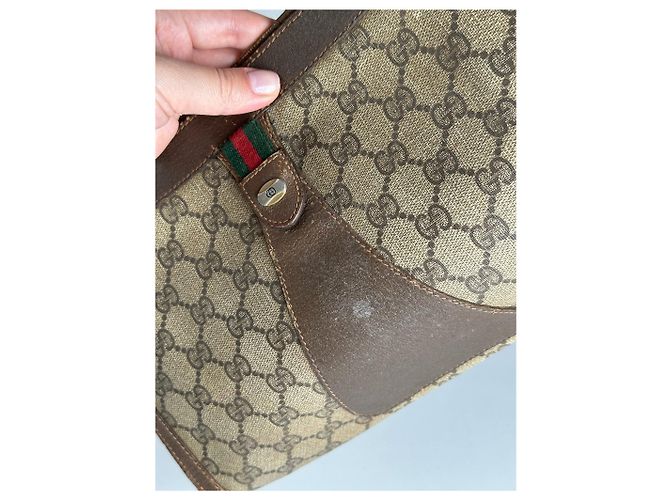 Clutch in pelle monogramma Ophidia vintage di Gucci Grigio - vista 5