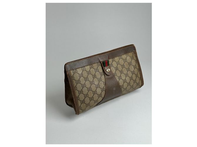 Clutch in pelle monogramma Ophidia vintage di Gucci Grigio - vista 6