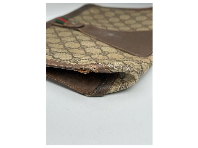 Clutch in pelle monogramma Ophidia vintage di Gucci Grigio - vista 7