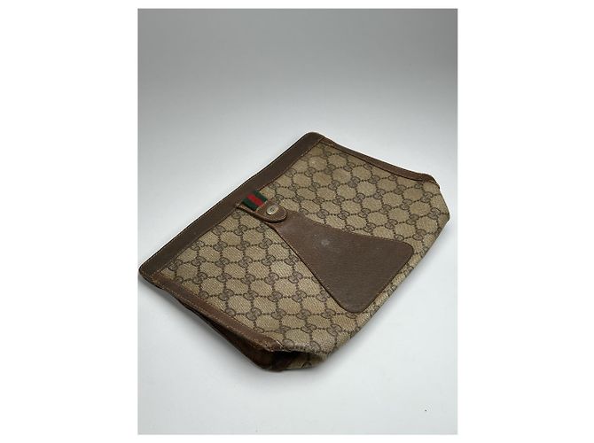 Clutch in pelle monogramma Ophidia vintage di Gucci Grigio - vista 8