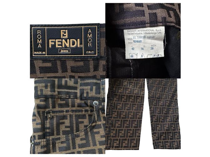 Fendi braune Jeanshose mit Zucca-Monogramm - Ansicht 3