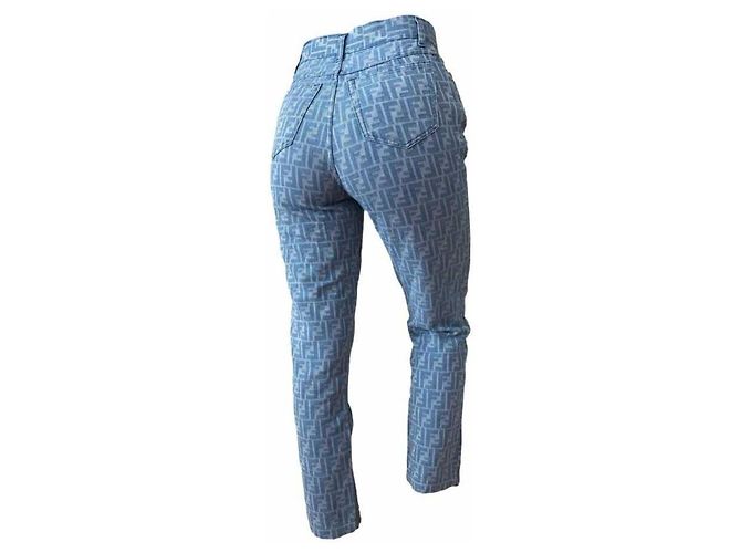 Fendi Hellblaue Zucca Monogramm Jeanshose - Ansicht 2