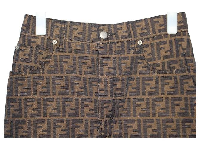 Falda marrón con monograma Zucca y logo de Fendi Castaño - vista 2