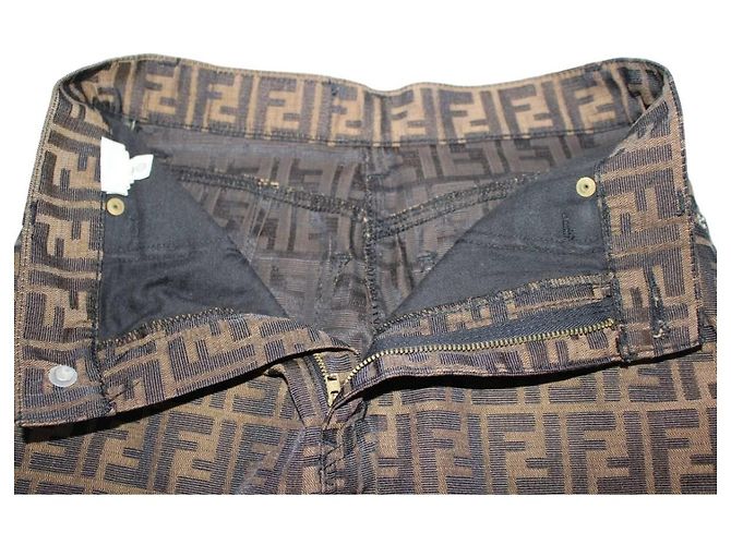 Falda marrón con monograma Zucca y logo de Fendi Castaño - vista 5