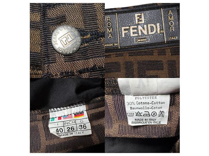 Falda marrón con monograma Zucca y logo de Fendi Castaño - vista 6