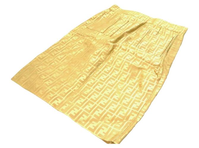 Falda Fendi Zucca Monogram Amarillo Beige - vista 2