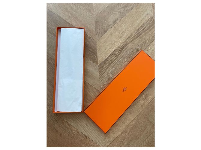 Cravatta Hermès in seta arancione e grigia - vista 6