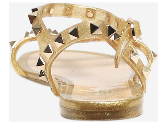 Valentino Gold Rockstud Glitzer Gummisandalen - Größe EU 39 - Ansicht 3