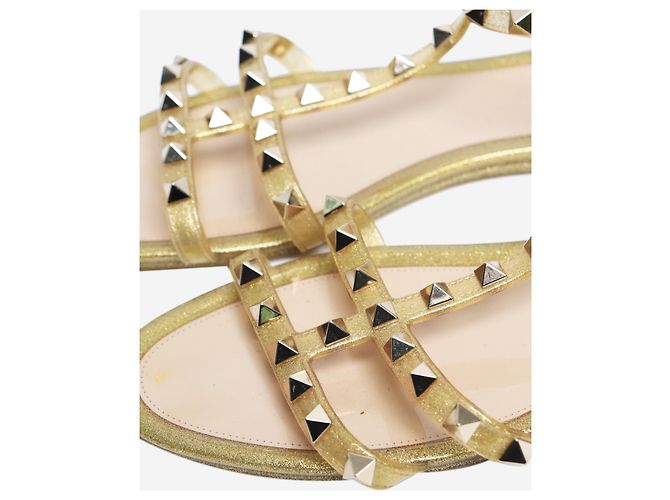 Valentino Gold Rockstud Glitzer Gummisandalen - Größe EU 39 - Ansicht 4
