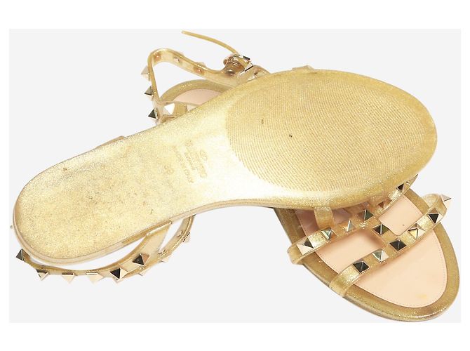 Valentino Gold Rockstud Glitzer Gummisandalen - Größe EU 39 - Ansicht 5