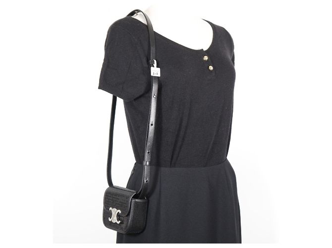 Céline Celine Mini Triomphe Schultertasche Schwarz - Ansicht 7