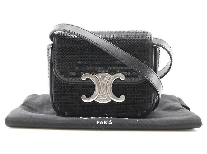 Céline Celine Mini Triomphe Schultertasche Schwarz - Ansicht 8