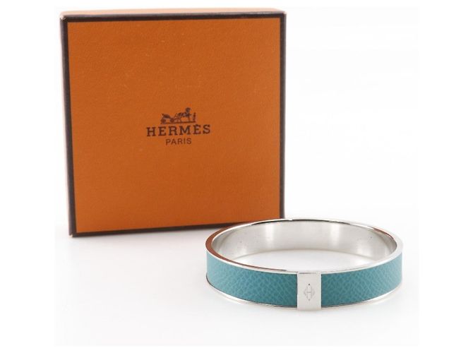Pulseira Hermès Kawaii Azul de Couro Epsom e Metal Prata - vista 6