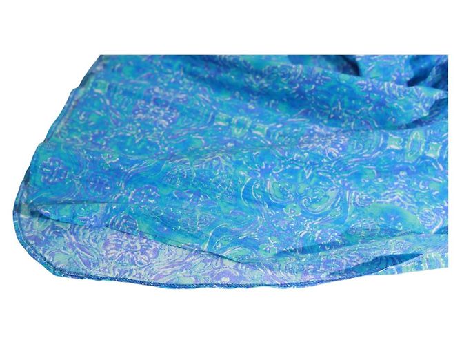 Autre Marque Vestido Caftán Antica Sartoria de algodón azul con estampado étnico y cuentas - vista 9